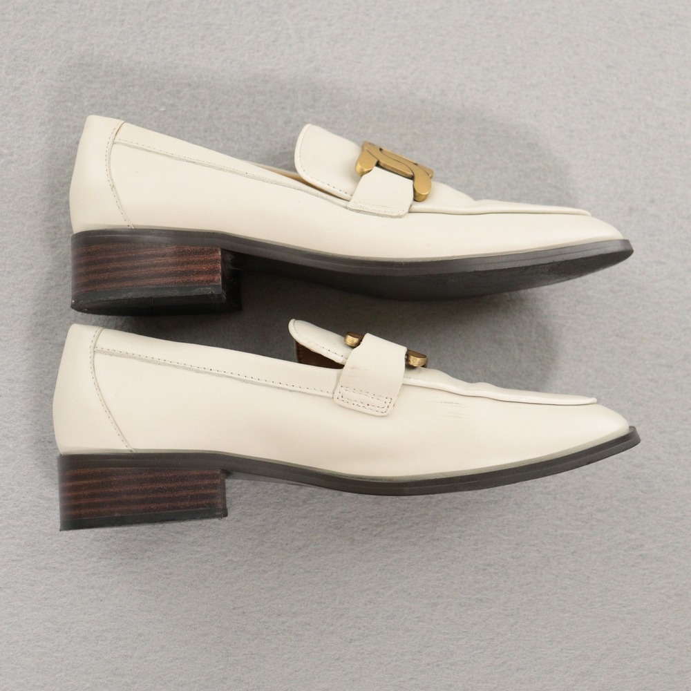 Tod's Heeled Loafers Kate Chain Link White Leather Women EU 36 US 6 - Picture 7 of 9